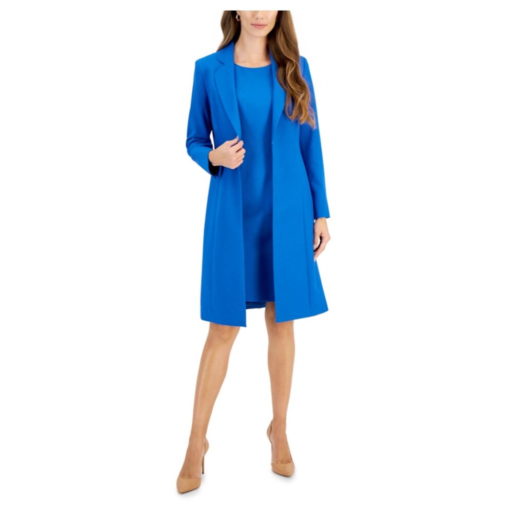 Le Suit Sheath Dress & Topper Jacket - Cabana Blue - 14P - NWT